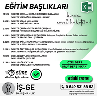 İLERİ EXCEL EĞİTİMİ